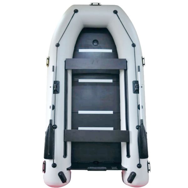 Човен ПВХ надувний двомісний кільовий під мотор Grif boat GM-270KFU Світло-сірий